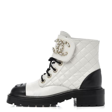 chanel boots white and black|chanel white combat boots.